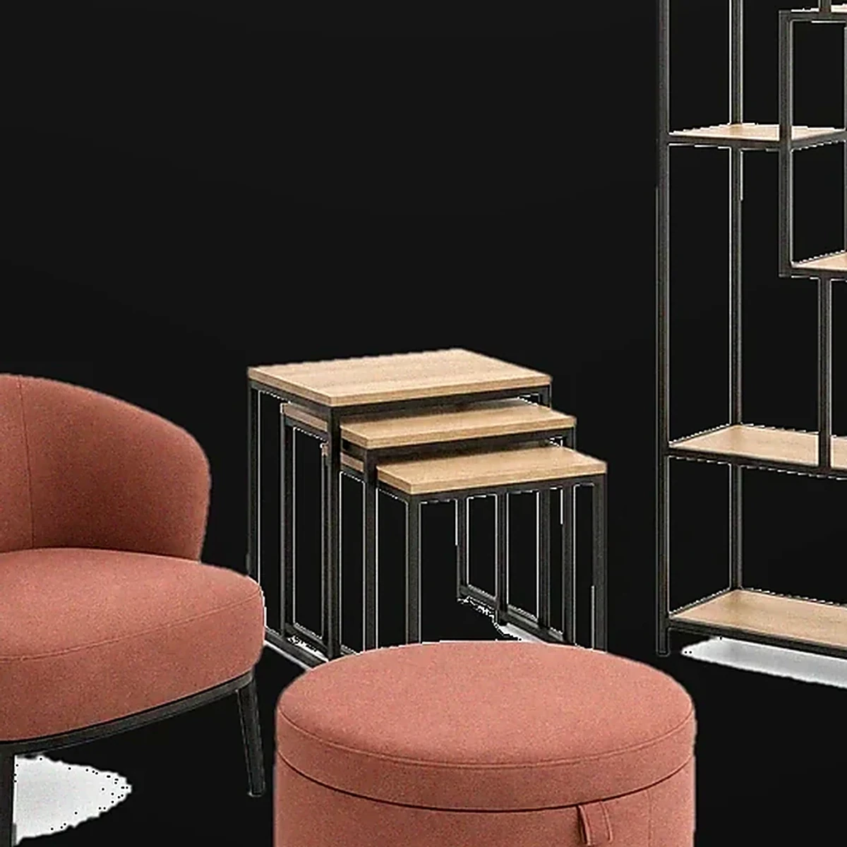 Evening Room Composition, 4 Piece Living Set, close detail of material and construction