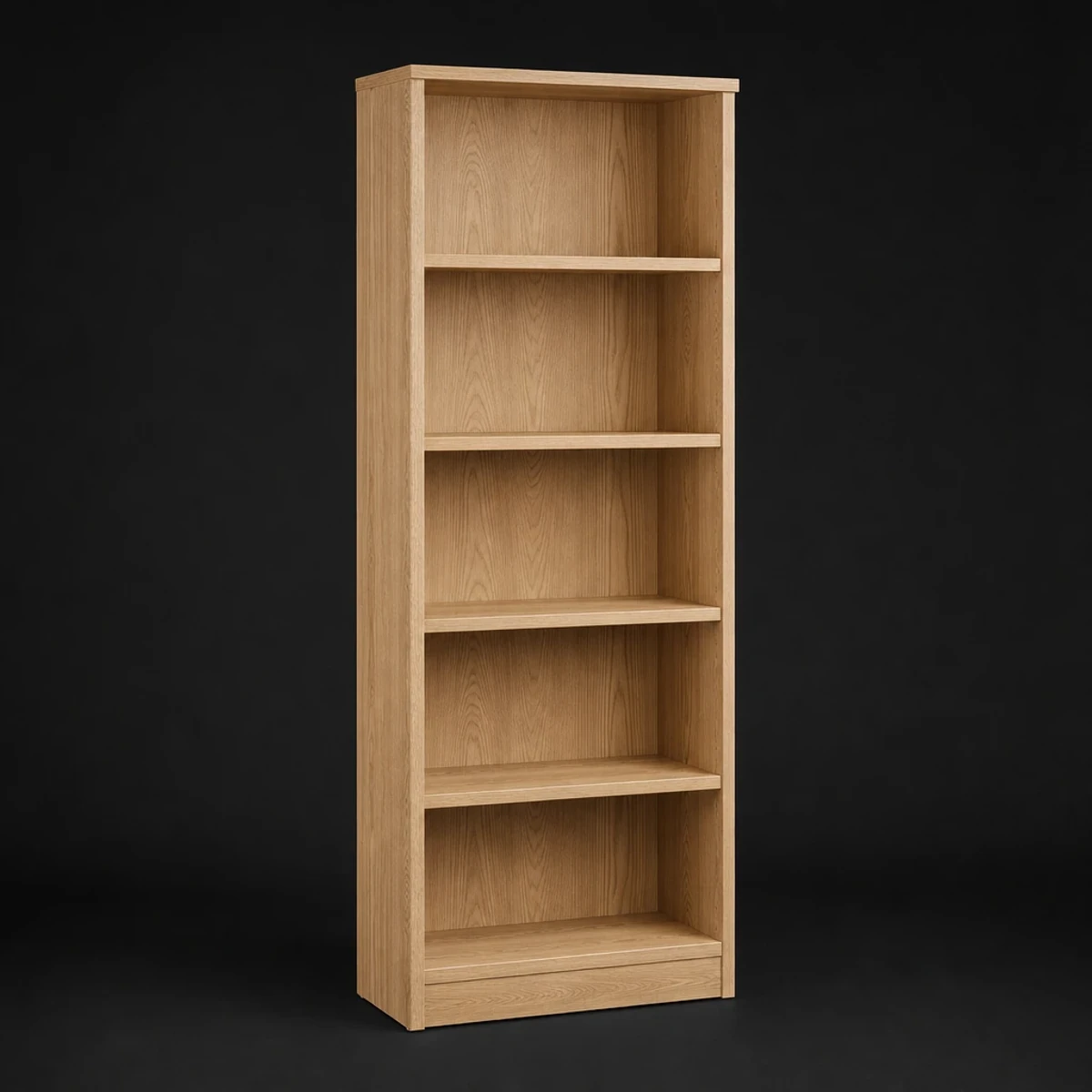 Five Shelf Bookcase, 68 Inches Tall, full studio view