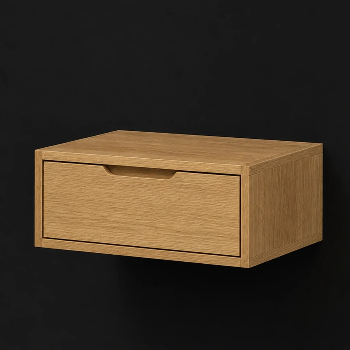 Floating Nightstand with Drawer, 20 Inches Wide, close detail of material and construction