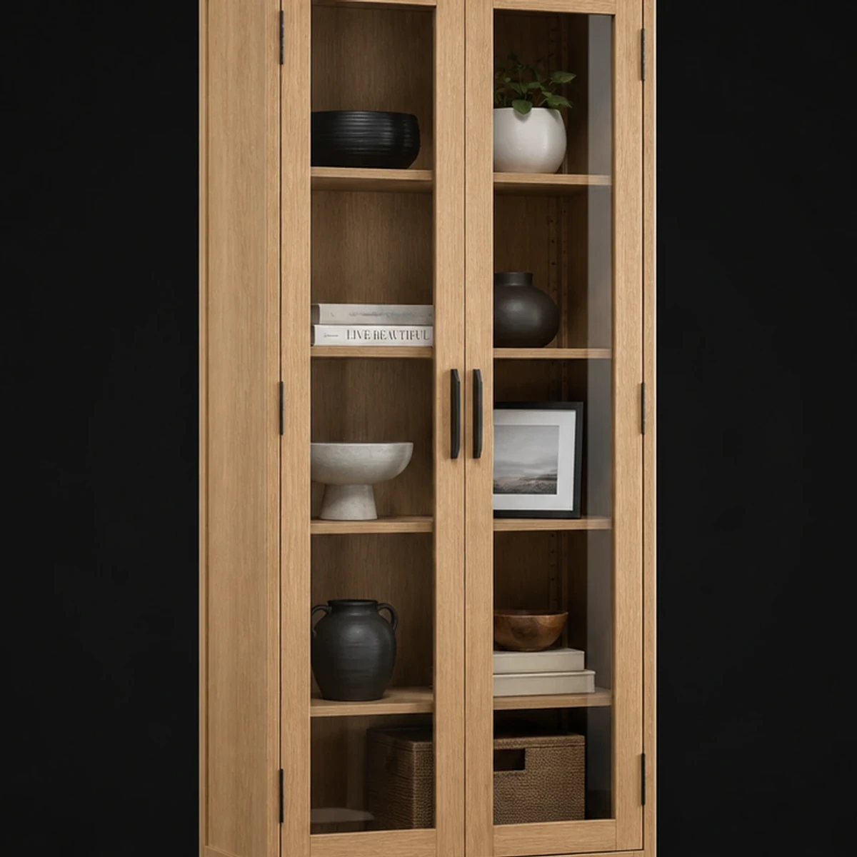 Glass Front Display Cabinet, 34 Inches Wide, close detail of material and construction