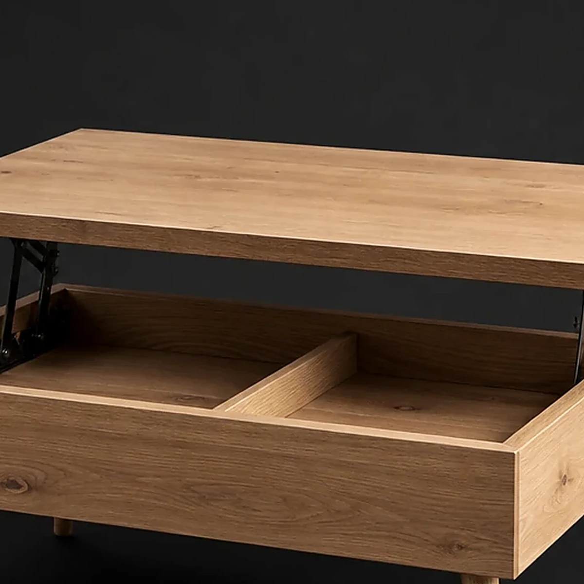 Lift Top Coffee Table, 40 Inches Wide, close detail of material and construction