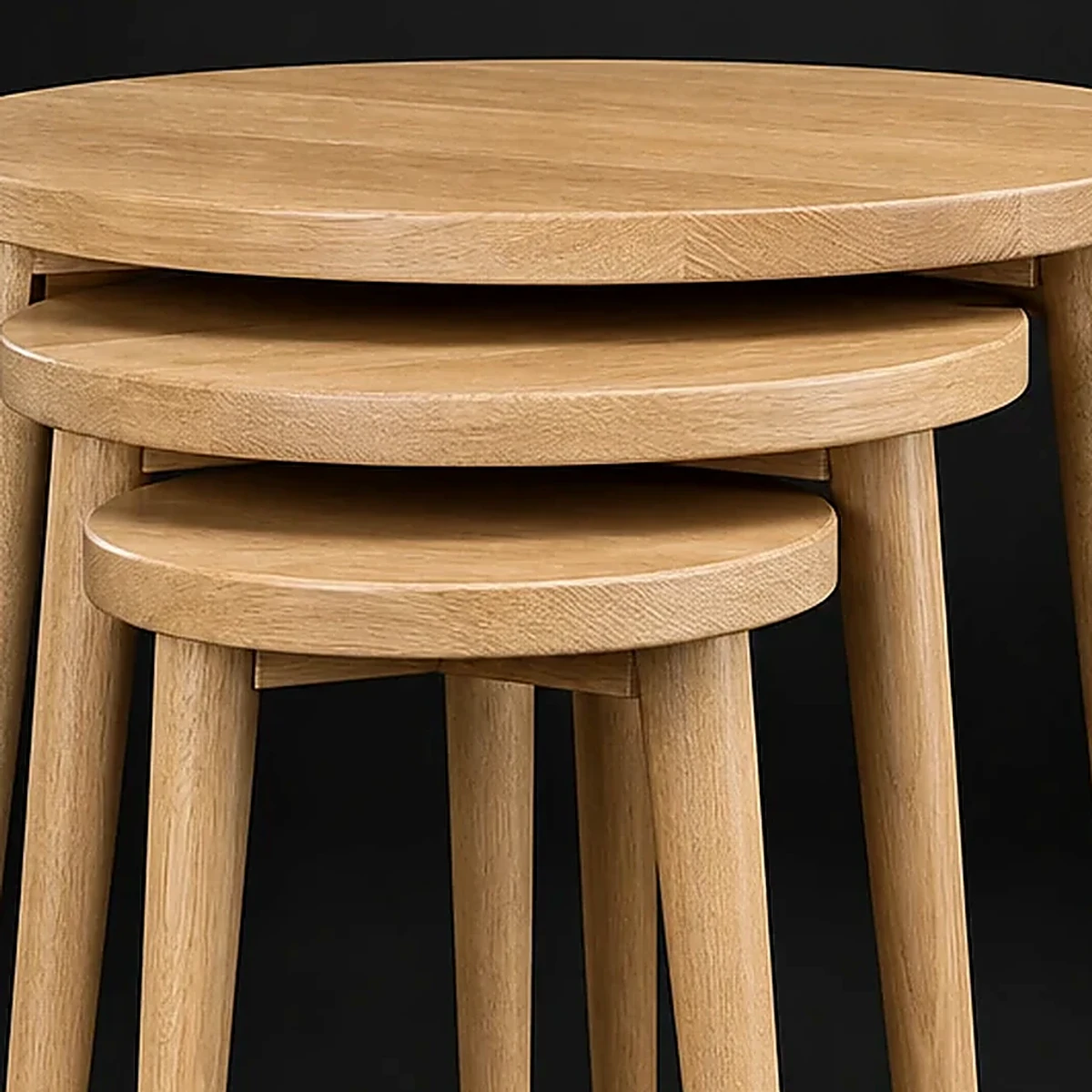 Nesting Side Tables, Set of 3, close detail of material and construction