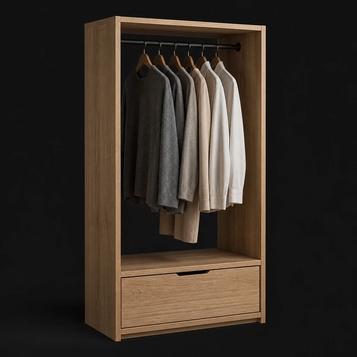 Open Wardrobe with Hanging Rail, 48 Inches Wide, full studio view