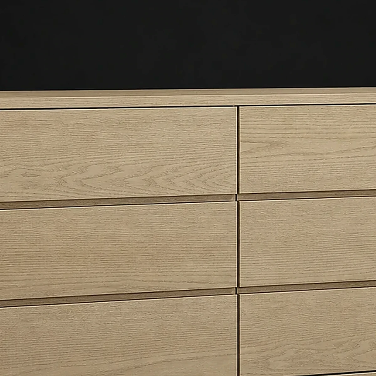 Six Drawer Dresser, 58 Inches Wide, close detail of material and construction