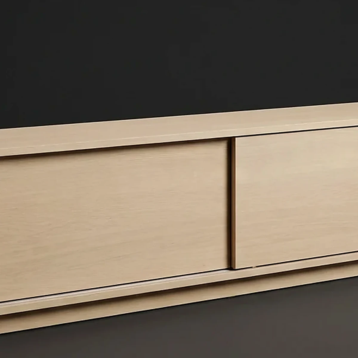 Sliding Door Media Console, 72 Inches Wide, close detail of material and construction