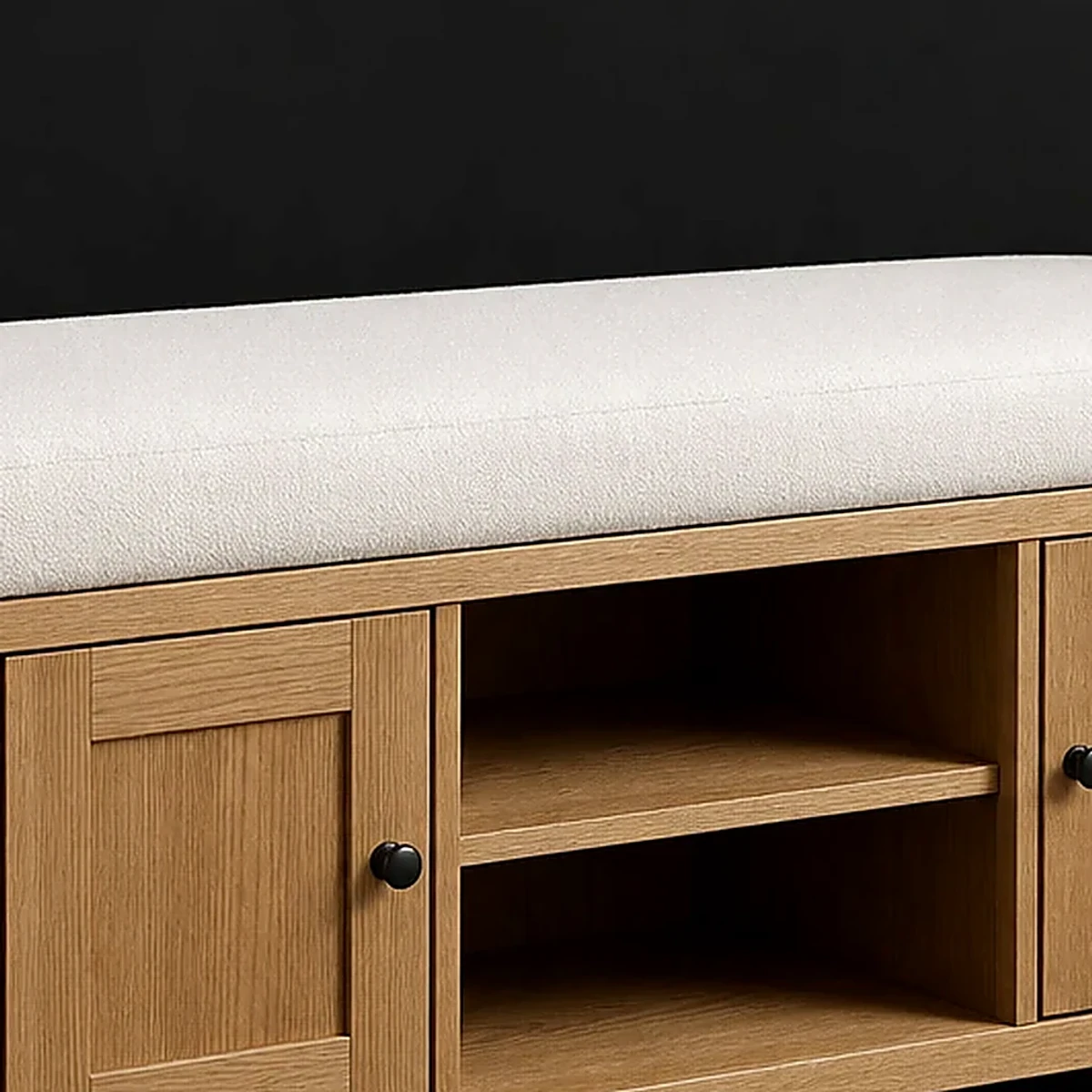 Storage Entry Bench, 46 Inches Wide, close detail of material and construction