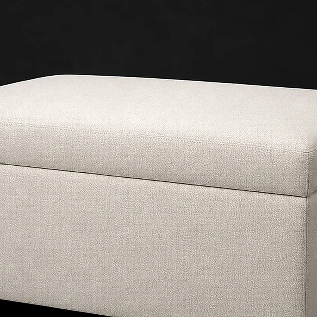 Upholstered Storage Ottoman, 32 Inches Wide, close detail of material and construction