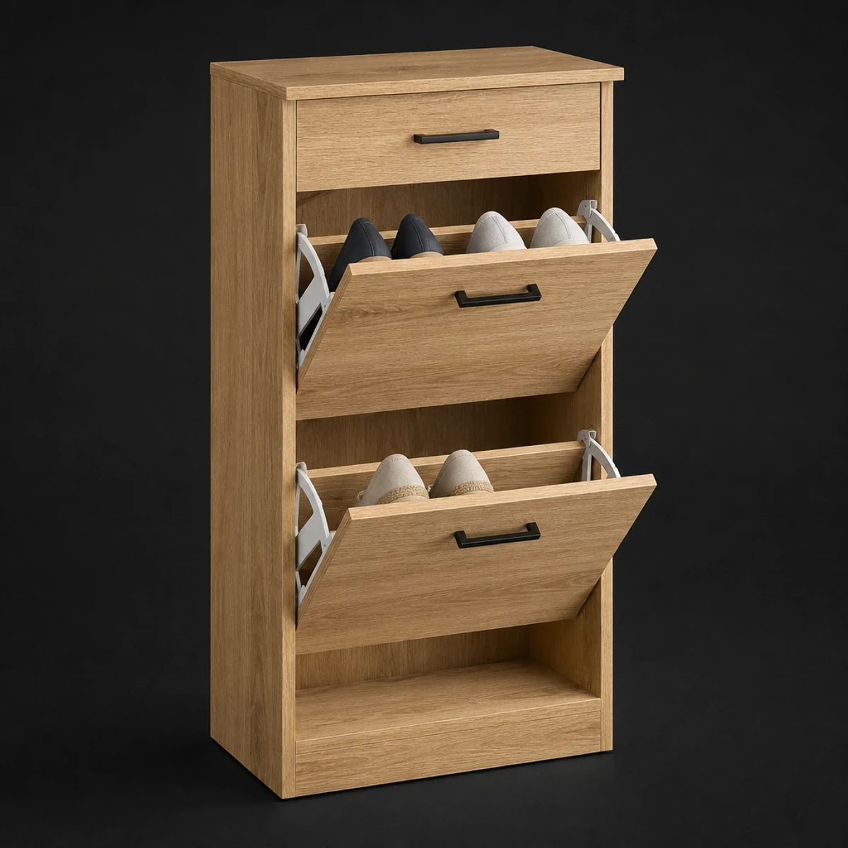 Tilt Out Shoe Cabinet, 30 Inches Wide, full studio view