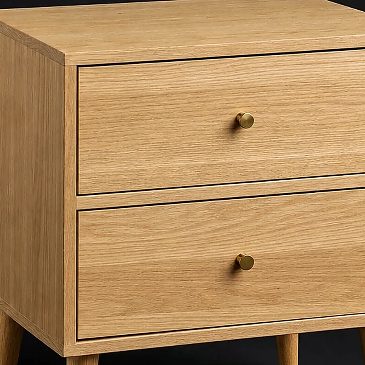 Two Drawer Nightstand, 24 Inches Wide, close detail of material and construction