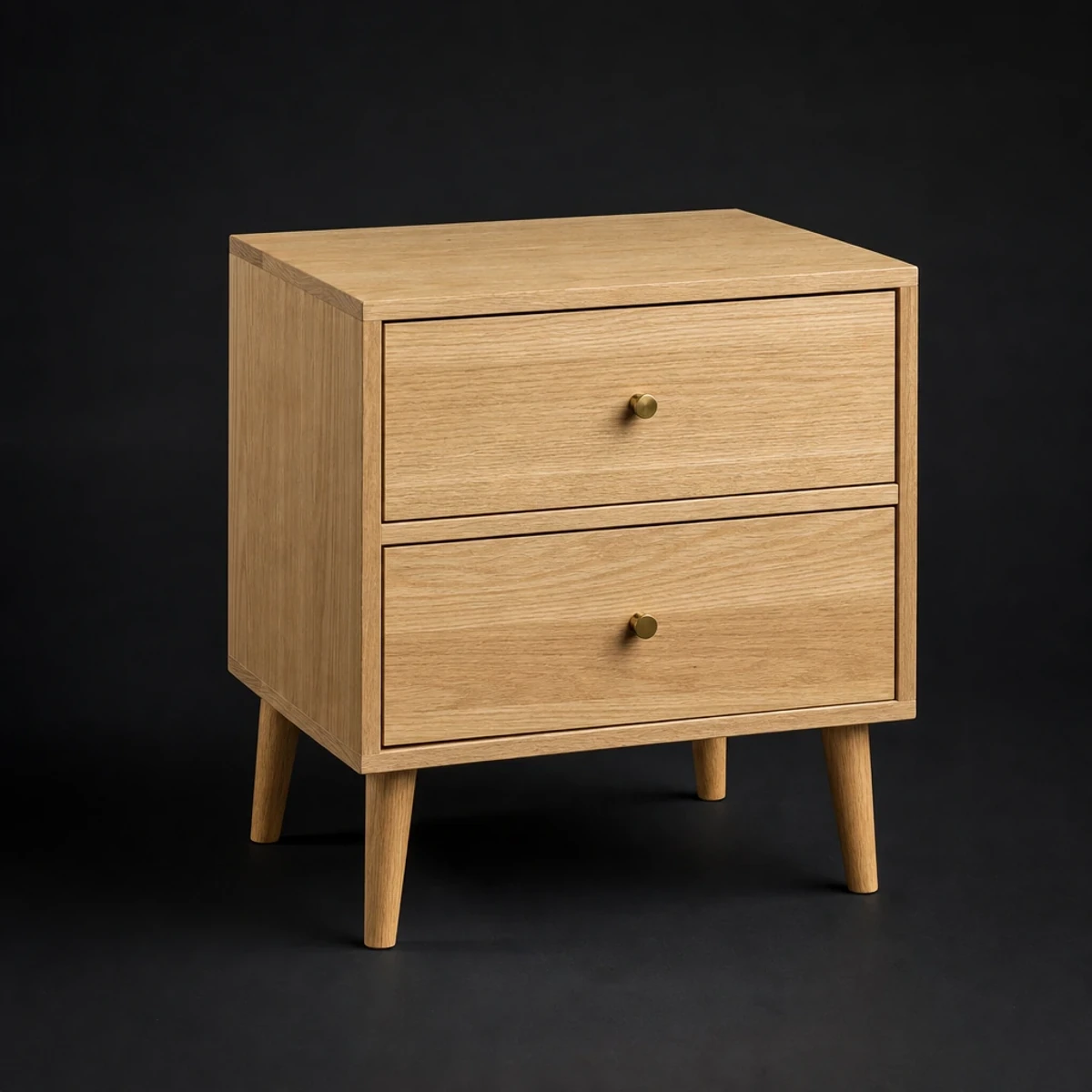 Two Drawer Nightstand, 24 Inches Wide, full studio view
